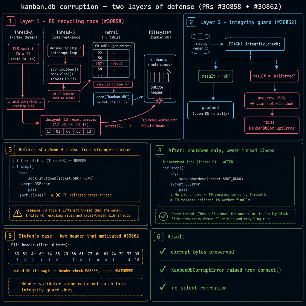 Hermes Agent의 SQLite 동시성 방어 인포그래픽